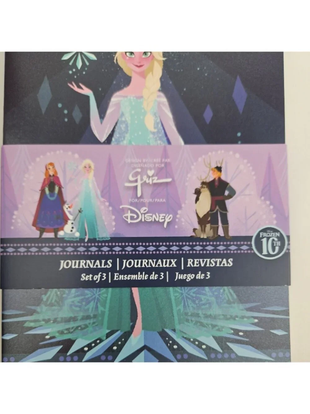 Disney Frozen Journal Notebook Set of 3 10th Anniversary Elsa Anna Olaf Kristoff